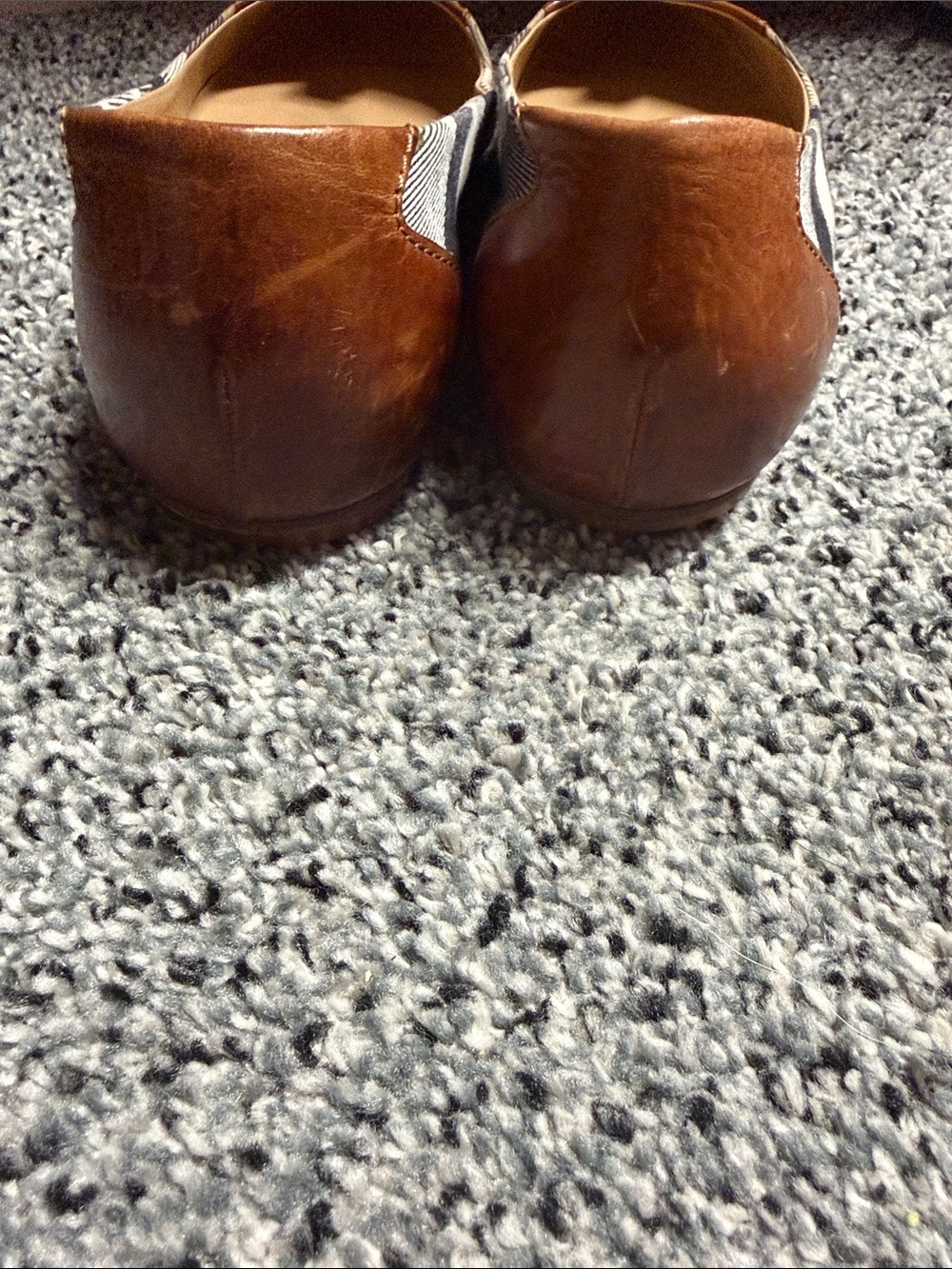 Burberry Tan Brown Leather & Beige Canvas Flats - Picture 7 of 7